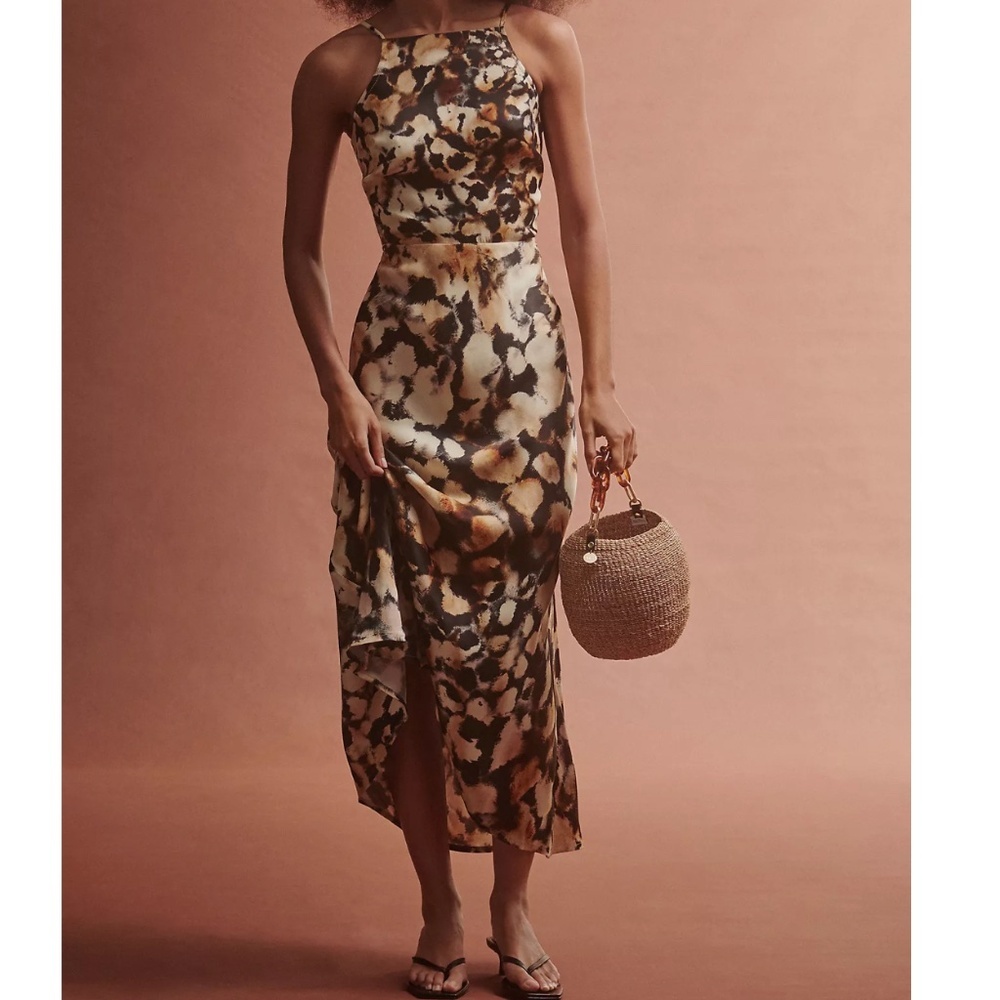 NWT | Anthropologie Conditions Apply High-Neck Midi Slip Dress Sz Medium